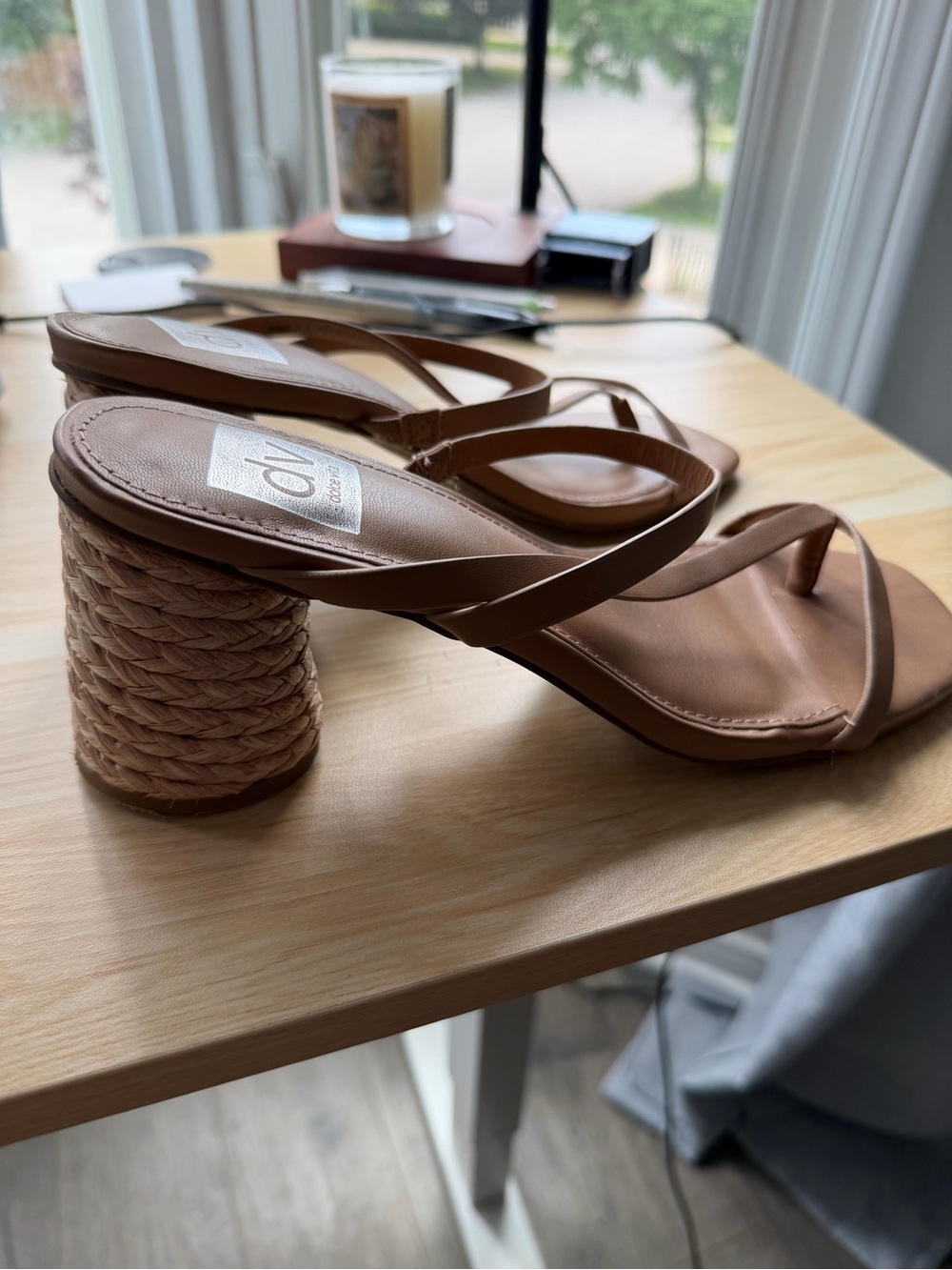 DV by Dolce Vita Brown Strappy Rope Block Heel Sandals
